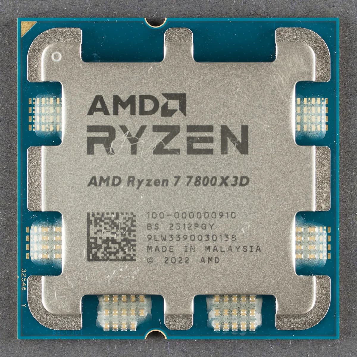 AMD Ryzen 7 7800X3D processor, top view